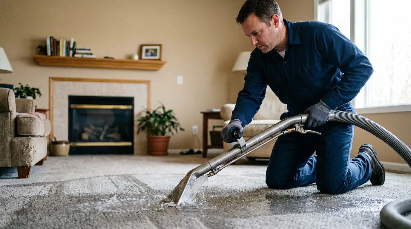 Water damage restoration technician working near Vienna, GA